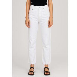 Edwin White Jeans Straight Leg Distressed Raw Hemline Western Grunge Denim 27